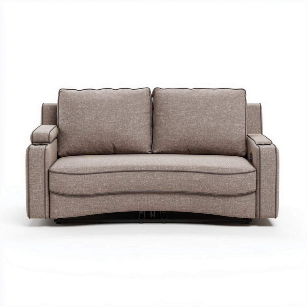 Canapé convertible en tissu beige 180 x 90 x 85 cm avec rangement intégré