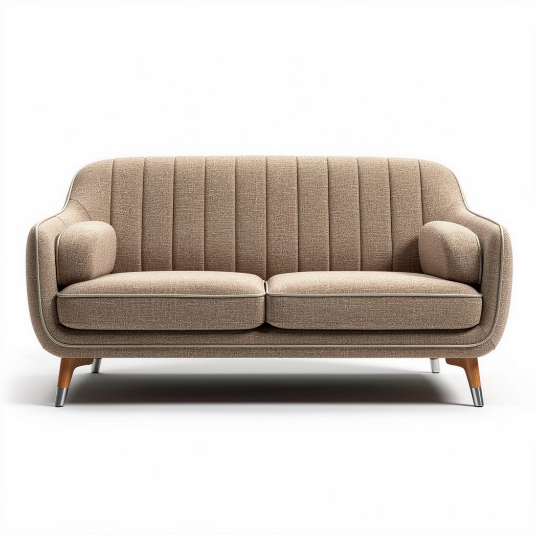 Canapé moderne en tissu beige avec accoudoirs en bois 180 x 80 x 85cm