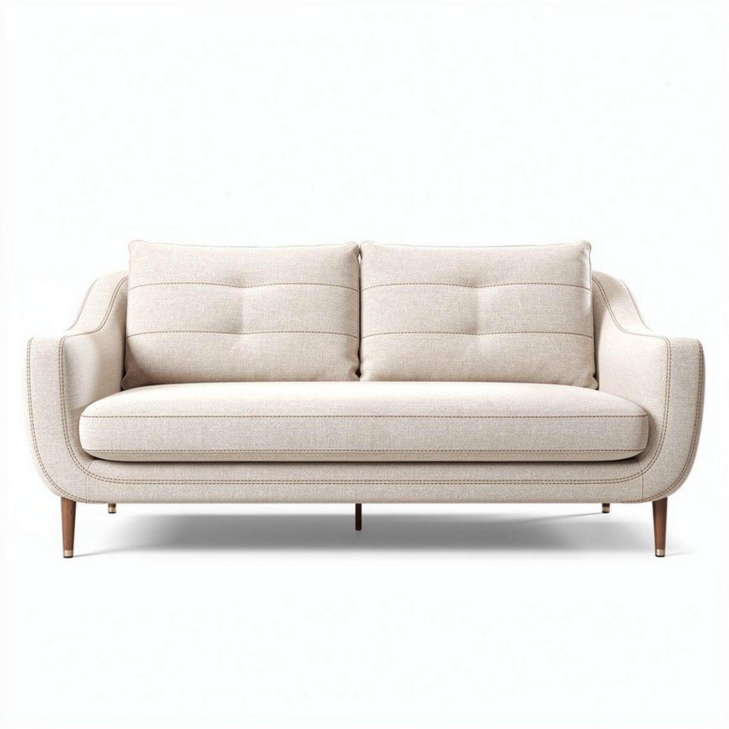 Canapé moderne en tissu beige avec coussins moelleux 200 x 90 x 85cm