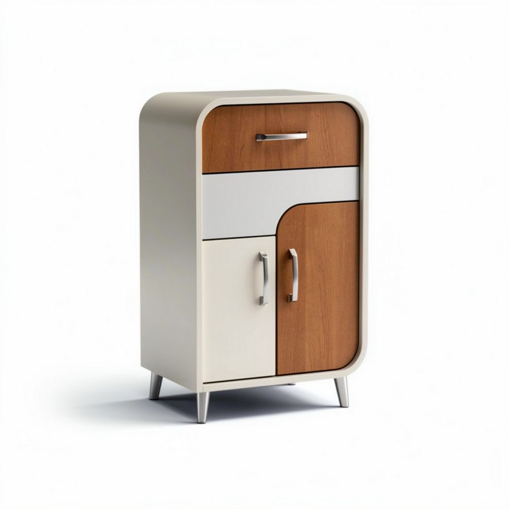 Meuble de rangement en bois avec tiroir et portes multicolores 45 x 30 x 70cm