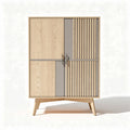 Armoire en bois clair avec portes en stratifié gris 80 x 40 x 120cm