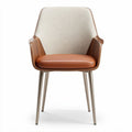 Chaise ergonomique en bois avec accoudoirs et revêtement en tissu beige et cuir marron 55 x 50 x 80cm