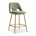 tabouret de bar en tissu vert avec structure en métal doré 40 x 40 x 100cm