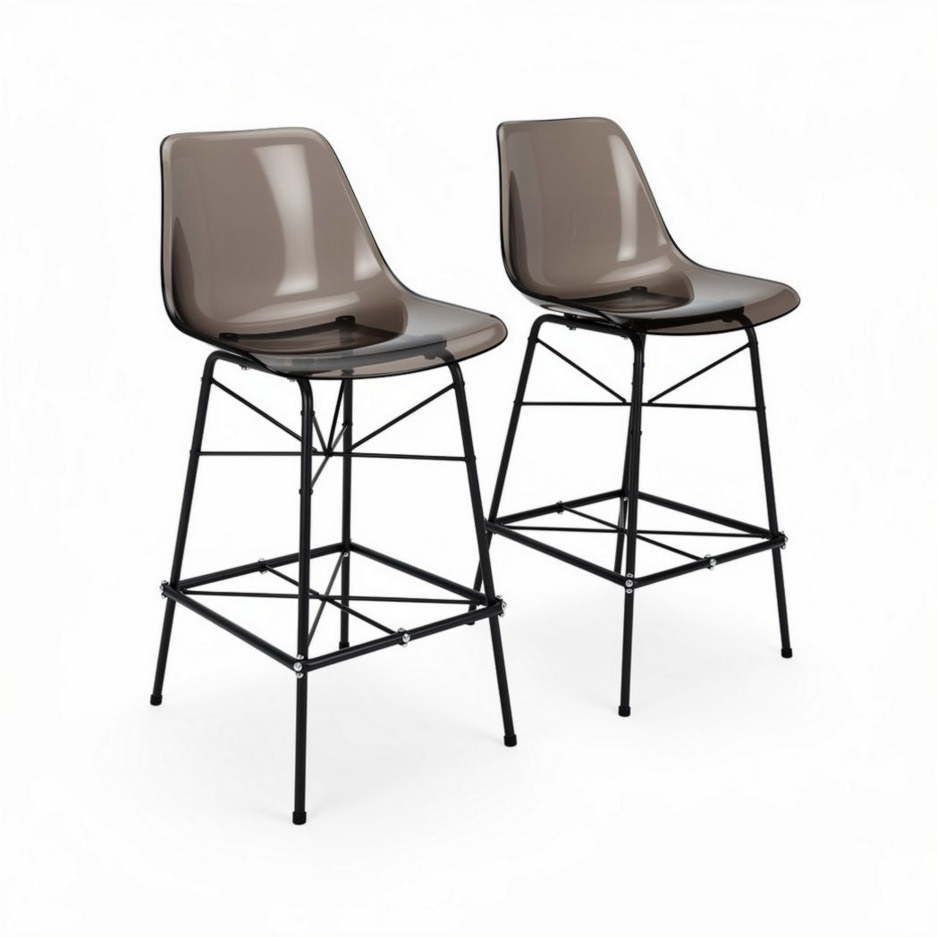 Tabouret de bar en plastique brun avec structure en métal noir 45 x 45 x 105cm