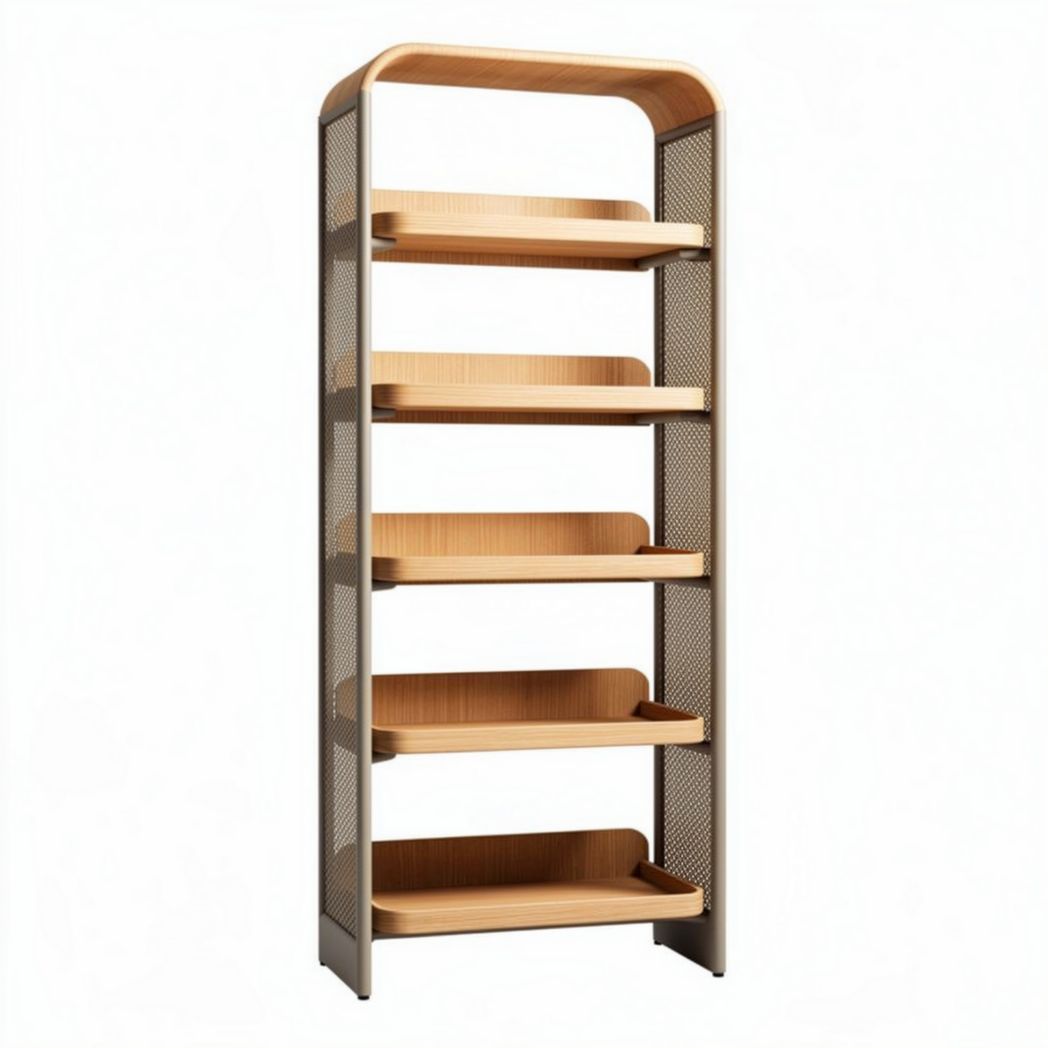 Étagère en bois de bambou avec 6 niveaux et structure en métal 180 x 60 x 30cm