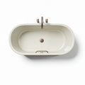 Baignoire ovale en céramique beige avec robinetterie intégrée 170 x 75 x 60cm